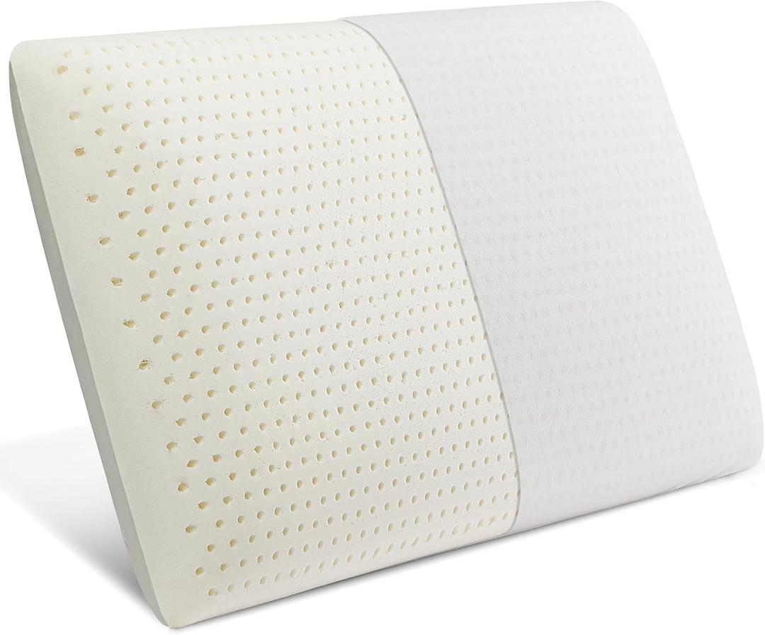 Talalay 100% Natural Premium Latex Pillow,Bed Pillow for Sleeping with Removable Cotton Cover, Helps Relieve Pressure, Breathable, Pressure Relief, Durable (1, King (Low Loft))