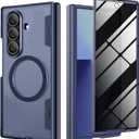 for Galaxy Z Fold 7 Magnetic Case,Built-in [Privacy Screen Protector][Compatible with MagSafe][Hinge Protection] Rugged Full Body Protective Phone Case for Samsung Galaxy Z Fold 7 5G,Blue