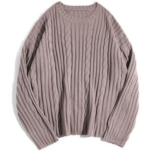 ZAFUL Mens Sweaters Casual Crewneck Textured Long Sleeve Color Block Vintage Knit Pullover Tops L