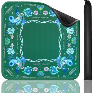 Jongyance Printed American Learning Mahjong Mat (33x33) with Black Carrying Bag, Anti-Slip, Noise-Reducing, Mahjong Table Mat for Mah-jongg, Poker, Board Games, Dominoes