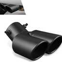 Car Dual Exhaust Tip, 2.48" Stainless Steel Y Tail Pipe with Fixed Bolt, Single to Dual Muffler Slant Cut Tip, Universal Non-destructive Conversion Kit for Car Exhaust System (Black)