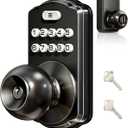 Veise Keypad Door Knob Lock, Keyless Entry Digital Lock with Handle, Electronic Smart Knob for Front Door & Bedroom, Easy Install, Auto Lock, Passage Mode, Anti-Peeping Password, Matte Black