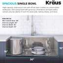 KRAUS Kore Workstation 32-inch Undermount 16 Gauge Stainless Kitchen Sink, Single Bowl Kitchen Sink with 3/4 HP Garbage Disposal, KWU110-32-100-75MB