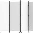 Room Divider 6-Panel Privacy Screen, Portable Screen Steel Frame with Hook&Loop for Home, Office, Classroom, Studio, Meeting (White)