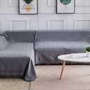 Rose Home Fashion Geometric Jacquard Sectional Couch Covers for Sectional Sofa - 2 Pieces Washable L Shape Couch Cover Blanket with Tassels, Furniture Protector for Dogs (X-Large, Dark Gray)