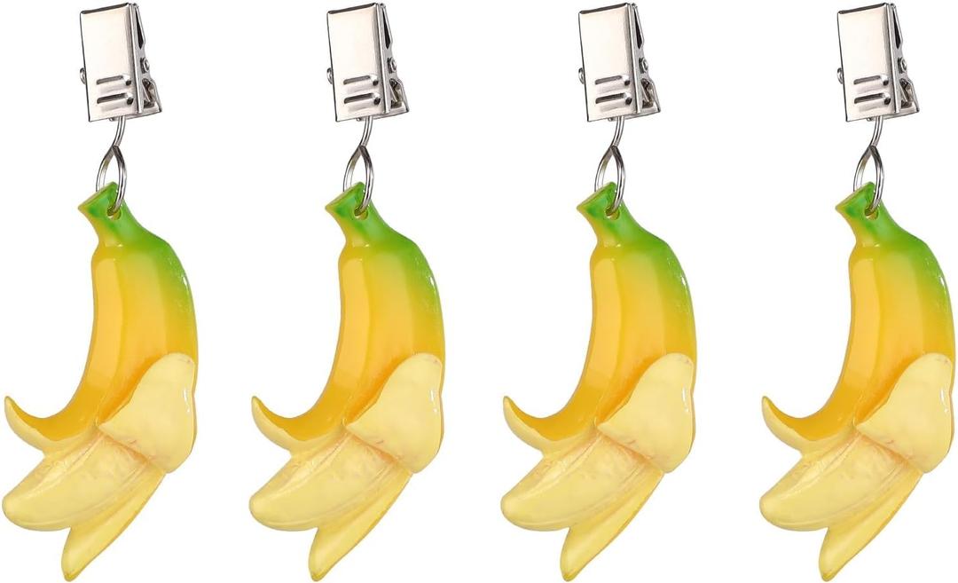 TwoFish Home Set of 4 Resin Banana Tablecloth Weights Clips Handicraft Banana Tablecloth Clamps Pack of 4
