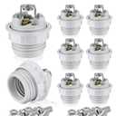 Threaded Socket with Metal Lamp Shade Ring, UL Listed Medium Base E26 Light Bulb Socket, Standard Screw-in Bulb Lamp Holder for Halogen LED Bulb (8)