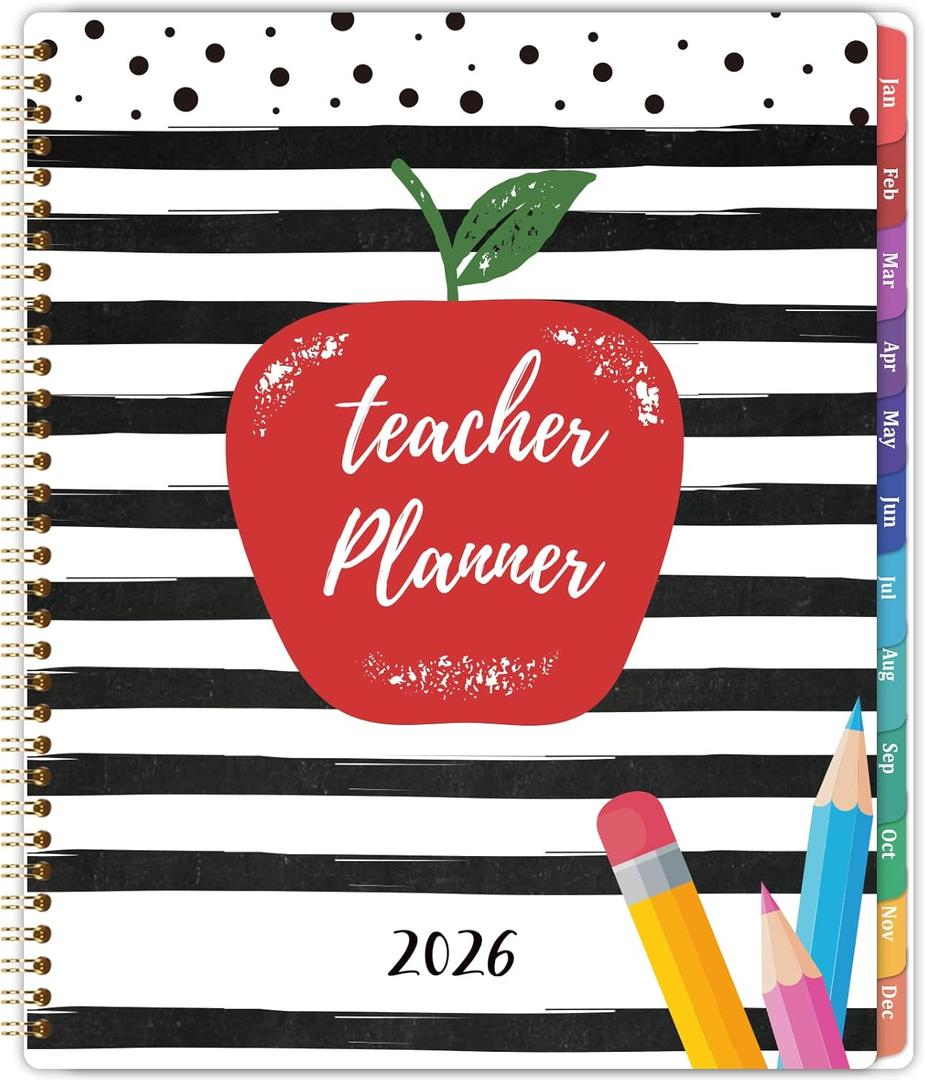 2026 Teacher Planner, Lesson Planner 2026, January 2026 - December 2026, 8.5" x 11", Spiral Bound, Colorful Monthly Tabs 2026 Teacher Planner, Lesson Planner 2026, January 2026 - December 2026, 8.5" x 11", Spiral Bound, Colorful Monthly Tabs