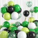 2 x 60 PCS Colorful Balloons Set with Confetti - Green, Black, White - 12 Inch Lime Green Balloons for Video Game Football Theme Party Kids Birthday Decorations