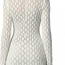 MakeMeChic Women's Swimsuit Coverup Crochet Mini Dress Bathing Suit Beach Cover Up (White), XS