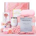 11-Piece Luxury Gift Set for Women - Birthday Gifts, Get Well Soon, Spa Self Care Package with Flannel Blanket, Scented Candle, Tumbler & More