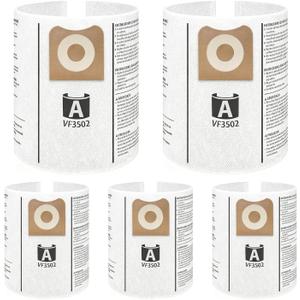 SpaceTent 5 Pack VF3502 Replacement for Rigid Shop Vac Bags Size A, compatible with RIDGID 12-16 Gallon Wet/Dry Vacuums, Part# 23743, High Performance Dust Filter Bags made of NEW PET Material