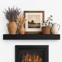 48 Inch Solid Wood Fireplace Mantel Shelf, Matte Black