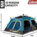 Coleman 10 Person Instant Camping Tent with 1-Minute Setup, Large Family Tent with Pre-Attached Poles, Air Vent, & Carry Bag, Sets Up in About 60 Seconds
