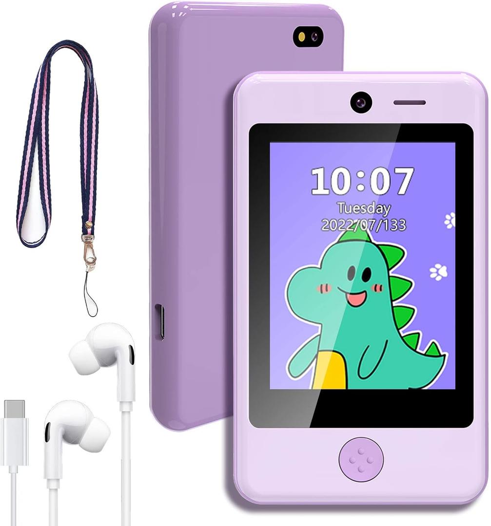 PTHTECHUS Kids Phone Toy for Boys Girls, 3.8 "Touch Screen Toddler Smartphone with Fun Cameras 16 Games MP3 Music Player Audio Recorder Pedometer Torch Alarm Clock Children Phone for Ages 4-14