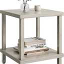 MMEOLUOOK Large End Table Square Side Table Modern Sofa Table 20 Inch Industrial Coffee Table NightStand with 2-Tier Storage Shelf for Living Room Bedroom Oak Grey MLBZ06Z, 19.68" x 19.68" x 22.83"