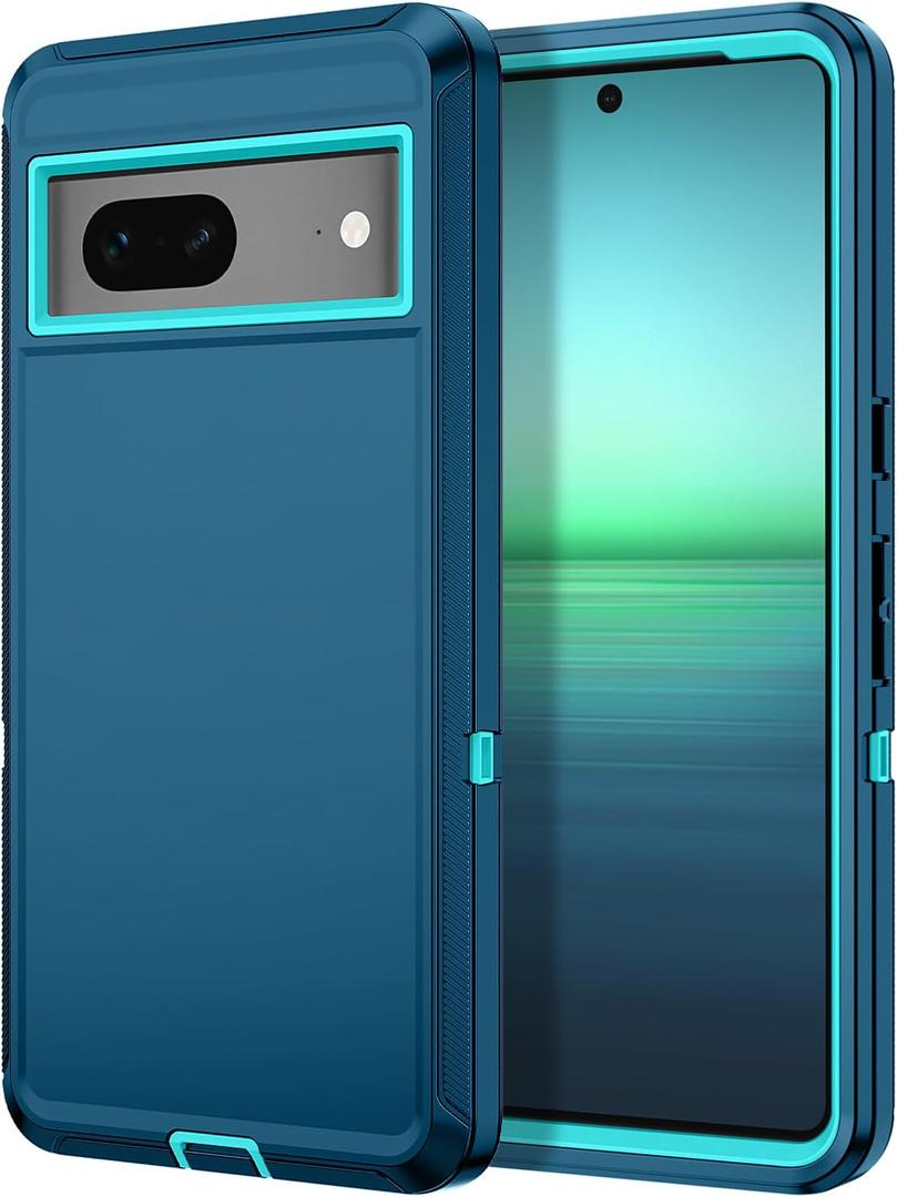 I-HONVA for Google Pixel 7 Case Shockproof Dust/Drop Proof 3-Layer Full Body Protection [Without Screen Protector] Rugged Heavy Duty Cover Case for Google Pixel 7 2022, Turquoise