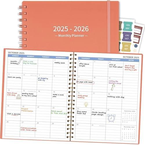 Monthly Planner 2025-2026 (7.4'' x 9.6''), 18 Months Agenda Planner from Jul 2025-Dec 2026, Calendar 2025 with Pocket, 120GSM Paper, Pink