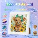 WEMEON Cow Diamond Art Painting Kits for Kids with Frame,Animal Diamond Art for Kids Ages 4-8-12,Package for Gift and Home Wall Decor(7x7inch)