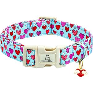 Lionheart glory Valentine Dog Collar-Red Hearts Cute Spring Dog Collar for Medium Dogs Female Male Adjustable Heavy-Duty Puppy Collars Holiday Pet Gift (Medium(Pack of 1))