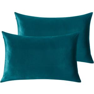 StangH Bed Pillow Pillowcase Thick Soft Velvet Fabric Zippered Pillow Covers for Bed/Couch/Sofa Decorative, Queen Size (Teal, 20 x 30 inches) Set of 2, Warm Cozy Protector
