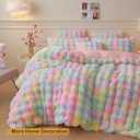 LIFEREVO 2 Pieces Fluffy Faux Rabbit Fur Throw Pillow Covers, Luxury Plush Shaggy 18x18 Bubble Cushion Covers with Zipper, Tie Dye Decorative Furry Fuzzy Pillow Shams for Bed Couch Sofa Chair, Rainbow