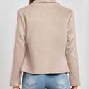 KIRUNDO Women's Faux Leather Suede Jacket 2024 Fall Fashion Light Long Sleeve Cropped Jacket Coats with Pockets(Beige Apricot, Medium)