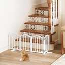 Snughome Short Dog Gate Indoor, 16" High Freestanding Small Dog Door Gates with Support Feet, Expands Up to 48 Wide Foldable Pet Gate for Doorway, 4 Panel Folding Pet Door Pet Fence for Puppy, White