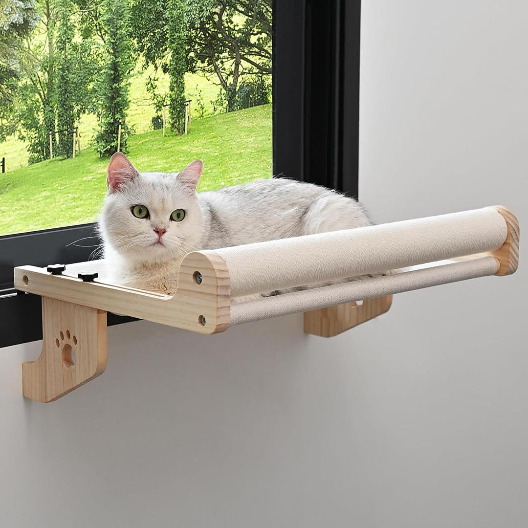Cat Scratch Window Perch, Sturdy Cats Hammock for Window, Scratching Posts for Indoor Cats. Easy to Adjust Cat Bed for Windowsill, Bedside, Drawer and Cabinet. No Drilling Needed.
