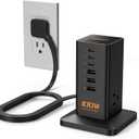 Charging Station for Multiple Devices, TESSAN 9-in-1 USB C Power Strip for iPhone 17/16/15, MacBook, Tablet, Desktop Phone Fast Charger with 3 AC, USB Charger, Home Drom Office Accessories, Black-100W
