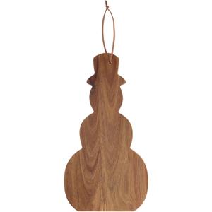Boston International Serving Board Charcuterie Cutting Boards Acacia Wood Tray, Medium 12-Inches, Snowman Shaped