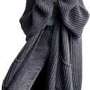Womens Long Cardigan Sweaters Open Front Oversized Duster with Pocket for Women 2025 Fall Winter Knit Design Coats (Large, Grey)