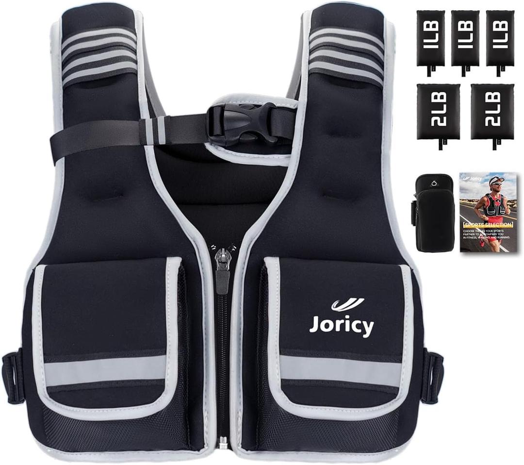 Adjustable Weighted Vest Woman 5-12lb/9-16lb/17-24lb/23-30lb Weight Vest with Reflective Stripe, Zipper Rucking Running Vests for Women Men Workout Walking Strength Training Weight Loss Fitness Weightlifting (Black)