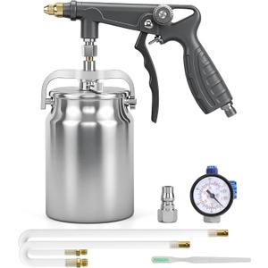 Undercoating Spray Gun with Suction Feed Cup, 360 & Straight Spray Hoses, for Truck Bed Liner Coating, Rubberized Undercoat, Rust Proofing (Gray)