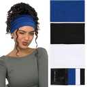 Huachi Wide Headbands for Women Non Slip Thick Womens Headbands Boho Elastic Hair Bands for Women's Hair Stretchy Sweat Headband for Workout Running Working