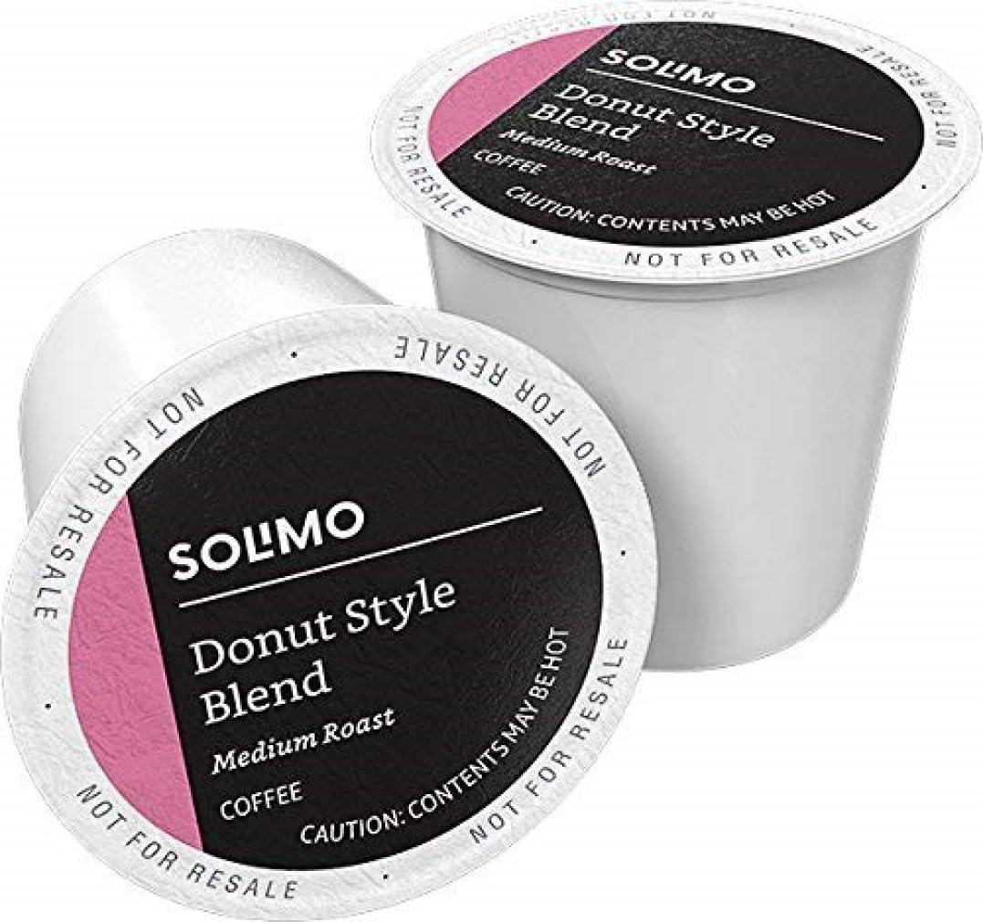 Amazon Brand - Solimo Medium Roast Coffee Pods, Donut Style, Compatible with Keurig 2.0 K-Cup Brewers, 100 Count (EXP 03/01/26)