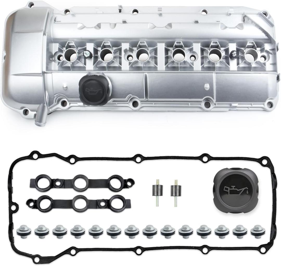 MITZONE Upgrade Aluminum Valve Cover Compatible with 2002-2006 BMW X5 X3 530i 525i 325i 325ci 325xi 330i 330xi 330Ci z4 Replace 11127512839