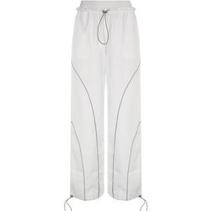 Zontroldy Cargo Pants Women Parachute Pants Y2K Baggy Casual High Waist Wide Leg Track Pants Streetwear(0946-White-S)