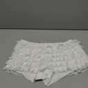 Women Ruffle Bloomers Lolita Fairy Short Y2K Mesh Lace Pumpkin Sexy Layered Pettipants Boy Shorts (Small, White)