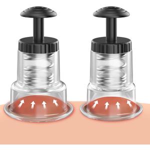 Cupping Kit for Massage Therapy, 2 Sizes Cupping Set, Unique Piston Design, Portable Massager for Studio & Home Use, Muscle Pain Relief, Myofascial Release, Cellulite Reduction (2 Pack)