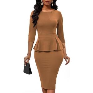 Women's Bodycon Pencil Dress Church Teacher Office Modest Business Wear to Work Sheath Suiting Dresses, M