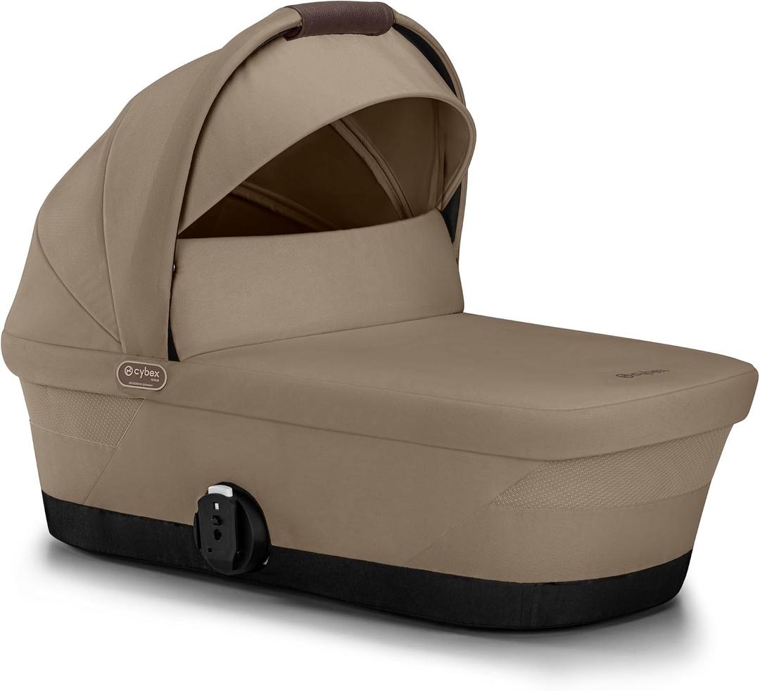 Cybex Gazelle S Cot Baby & Newborn Carrycot - Lightweight - Almond Beige | Baby Carrycot Attachment for Gazelle S & eGazelle Strollers, Newborn Cot with Travel Canopy & Carry Handle, Cozy & Spacious
