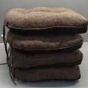 Tromlycs Chair Cushions for Dining Chairs Kitchen Seat Cushions Room Set of 4 Pads with Ties Indoor Non Slip Office 18 x 18 Inch, Dark Brown