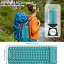 Inflating Sleeping Pad Mattress for Camping: Inflatable Camping Bed with Built-in Foot Pump for Tent - 4" Extra Thick Mat Air Cot for Floor - Blue
