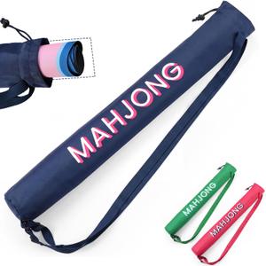35 Inch Long Mahjong Mat Bag Waterproof Mahjong Mat Storage Carrying Bag Double Strapped Polyester Drawstring Lightweight Holder for Board Games Storage-mat Not Included(Navy Blue), 35.43 x 5.51 inches
