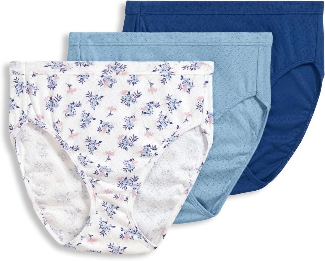 Jockey Women's Underwear Elance Breathe French Cut - 3 Pack (7, Blue Stardust/Stardust Tropic Bouquet/Marina Blue)