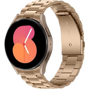 Anlinser No Gap Bands Compatible with Samsung Galaxy Watch 7/6/5/4/FE Band 44mm 40mm/Watch 6 Classic Band 47mm 43mm/Watch 5 Pro 45mm/Watch 4 Classic, 20mm Metal Strap for Women Men, Rose Gold
