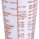 Kolder Mix N Measure Glass, Multi-Purpose Liquid and Dry Measuring Cup, 6 Units of Measurement, Heavy Glass, Red