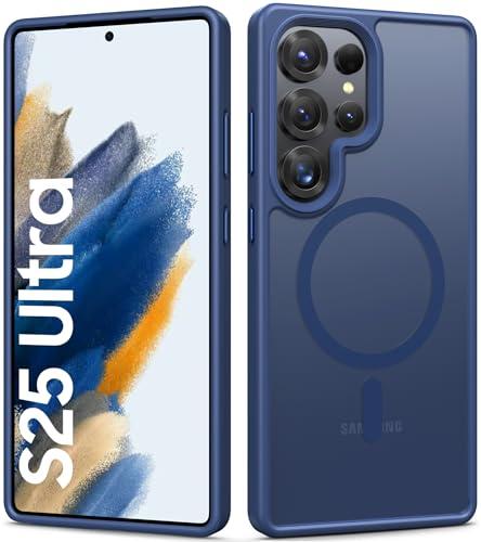 BXYJY for Samsung Galaxy S25 Ultra Magnetic Case, Slim Compatible with MagSafe & Wireless Charging, Military Grade Drop Proof, Translucent Silicone Men Women Protective Case for Galaxy S25 Ultra, Blue