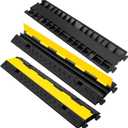 2 Channel 3 Pack Cable Protector Ramp Traffic Wire and Hose Ramp Cord Cover Heavy Duty Channels 11,000 lbs Load Capacity Cable Wire Ramps Speed Bump Driveway Cable Protective Cover